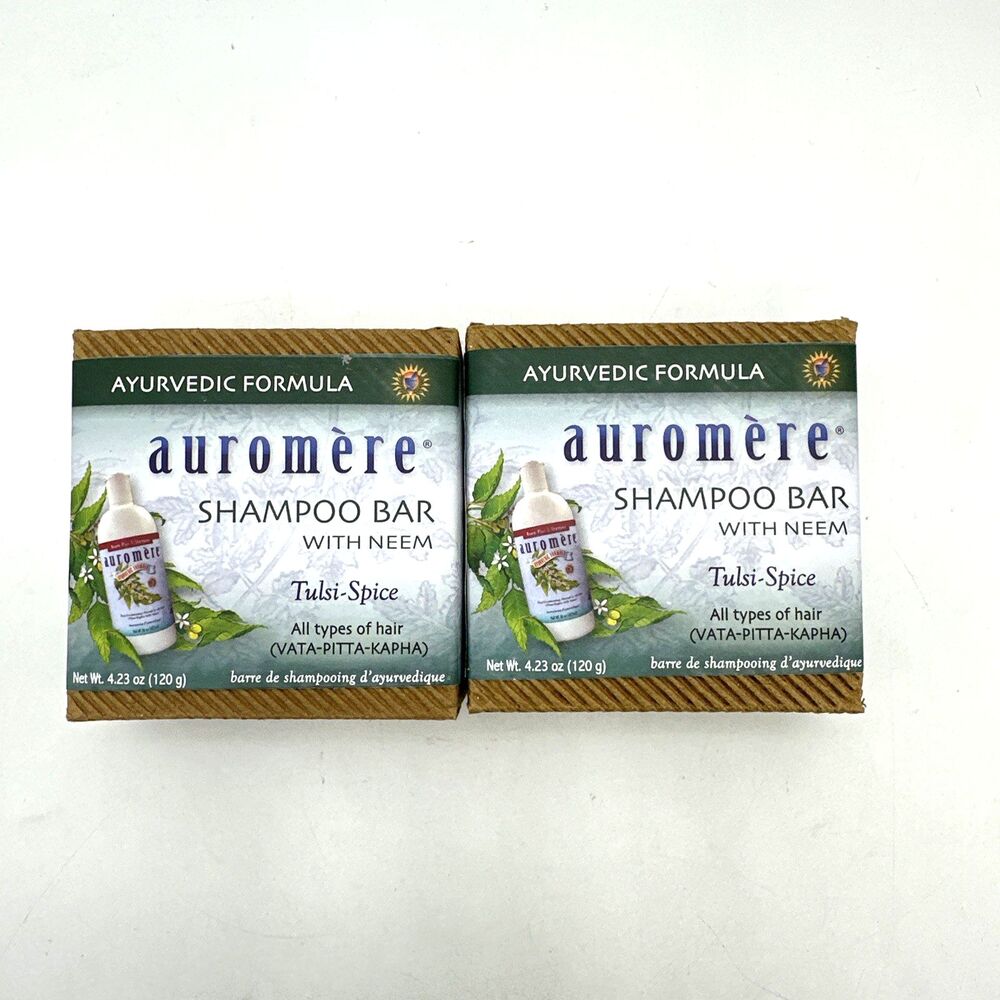 2 Pack Auromere Shampoo Bar with Neem Tulsi-Spice 4.23 oz NEW IN PACKAGE